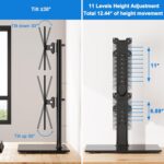 Vertical Dual Monitor Stand, Stack Two Computer Screens up to 32 inches Each, Free-Standing Monitor Desk Mount, Monitor Mount with Height Adjustment, Swivel, VESA Stand 75/100x100mm - Image 6