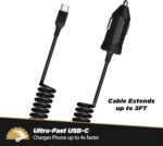 Scosche CPDC203 PowerVolt 20-Watt USB Type-C Power Delivery 3.0 Fast Car Charger with Attached 3-Foot Adjustable Coiled Cable for All USB-C Devices - Image 3