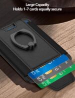 For Magsafe Wallet with Grip, 6-Card Holder, Stronger Magnetic Card Wallet Holder for iPhone 16/15, iPhone 14/13/12 Series, Leather Magnetic Phone Wallet with Privacy Flap, RFID Blocking, Black - Image 3