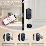 Smart Locks for Front Door,APP Control Keyless Entry Fingerprint Door Lock,Keypad Deadbolt Set with Handle,Easy Installation,Auto-Lock,(Matte Black) - Image 3