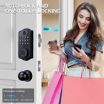 Smart Locks for Front Door,APP Control Keyless Entry Fingerprint Door Lock,Keypad Deadbolt Set with Handle,Easy Installation,Auto-Lock,(Matte Black) - Image 5