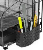 Simple Houseware 3-Tier Desk Organizer with Sliding Drawer, Hanging File Holder and Pen Holder Accessory, Black - Image 5