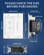 Wall Cable Concealer Kit, in Wall Cable Management Kit for TV, Recessed Outlet with Cable Management Box, in Wall Power Kit Hides TV Cords and Cables, Fits All Plugs, White - Image 4