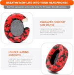 WC Upgraded Replacement Earpads for Steelseries Arctis Nova Pro Wireless Made by Wicked Cushions | Improved Durability, Thickness, Softer Leather, and Sound Isolation | Red Camo - Image 5