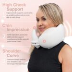 Women's Small Fitted Neck Pillow for Traveling, Memory Foam Travel Pillow, Travel Neck Pillows for Airplanes, Travel Essentials for Flying, Plane Pillow in Taupe and White - Image 3
