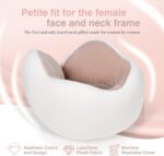 Women's Small Fitted Neck Pillow for Traveling, Memory Foam Travel Pillow, Travel Neck Pillows for Airplanes, Travel Essentials for Flying, Plane Pillow in Taupe and White - Image 4