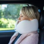 Women's Small Fitted Neck Pillow for Traveling, Memory Foam Travel Pillow, Travel Neck Pillows for Airplanes, Travel Essentials for Flying, Plane Pillow in Taupe and White - Image 6