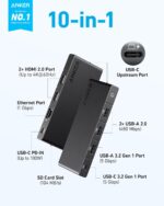 Anker 10-in-1 USB C Hub with 100W Power Delivery, Dual 4K HDMI, 4 USB-A/USB-C Ports, Ethernet, SD Card Slot for Laptops - Image 3