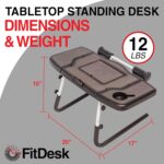 FitDesk Portable Standing Desk Converter with Massage Rollers & Forearm Supports, Adjustable Height Workstation 11" to 20", Ergonomic Stand-Up Desk with Non-Scratch Grip Legs, White - Image 3