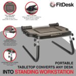 FitDesk Portable Standing Desk Converter with Massage Rollers & Forearm Supports, Adjustable Height Workstation 11" to 20", Ergonomic Stand-Up Desk with Non-Scratch Grip Legs, White - Image 4