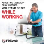 FitDesk Portable Standing Desk Converter with Massage Rollers & Forearm Supports, Adjustable Height Workstation 11" to 20", Ergonomic Stand-Up Desk with Non-Scratch Grip Legs, White - Image 8