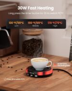 Gaiatop Coffee Mug Warmer for Desk, 3 Temp Settings, 2-9Hrs Timer, 3 Colorful Romantic Atmosphere Light Modes, Beverage Heating Plate with Digital Display for Candle Tea Milk Black - Image 3