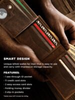 Wrangler Men's Wallet with AirTag Holder, Bifold RFID Blocking Genuine Leather Wallet - Image 6