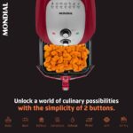 Air Fryer - 8.6 Quart Extra-Large Air Fryer, 2 Simple Dial Controls, 1800 Watts - Quick Heat Circulation Technology, Low Fat Cooking Less Calories - Removable Squared Basket - Red - Image 3