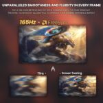 CRUA 24 Inch Curved Gaming Monitor, 144hz/165hz FHD 1080P Frameless Computer Monitor, PC Monitors Support AMD Freesync, 99% sRGB, DP, HDMI, Compatible Wall Mountable Installs-Black - Image 7