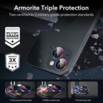 ESR 2 Pack Camera Lens Protector for iPhone 15/15 Plus/14/14 Plus, Ultra-tough HD Individual Lens Protectors, Scratch Resistant, Ultra-thin Tempered Glass, Armorite Series, Chromatic - Image 4