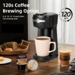 Single Serve K Cup Coffee Maker 2 in 1Machine,6 to 14 0z Brew Sizes,Auto Shut Off& Reusable Filter,Use Coffee Capsule&GroundCoffee&Loose Leaf Tea, Black - Image 4