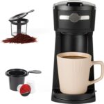 Single Serve K Cup Coffee Maker 2 in 1Machine,6 to 14 0z Brew Sizes,Auto Shut Off& Reusable Filter,Use Coffee Capsule&GroundCoffee&Loose Leaf Tea, Black - Image 8