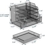 SUPEASY Mesh Desk Organizer with File Holder, 5-Tier Paper Letter Tray Organizer with Magazine Holder, Desktop Organizer and Storage with Drawer for Office Supplies Home or School, Black - Image 7
