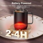 vsitoo S3PRO Rechargeable Heated Coffee Mug, 14oz, Self Heating with Lid and Spoon, APP & Manual Controlled, Smart Mug Warmer with 90 Min Battery Life, Black - Image 5