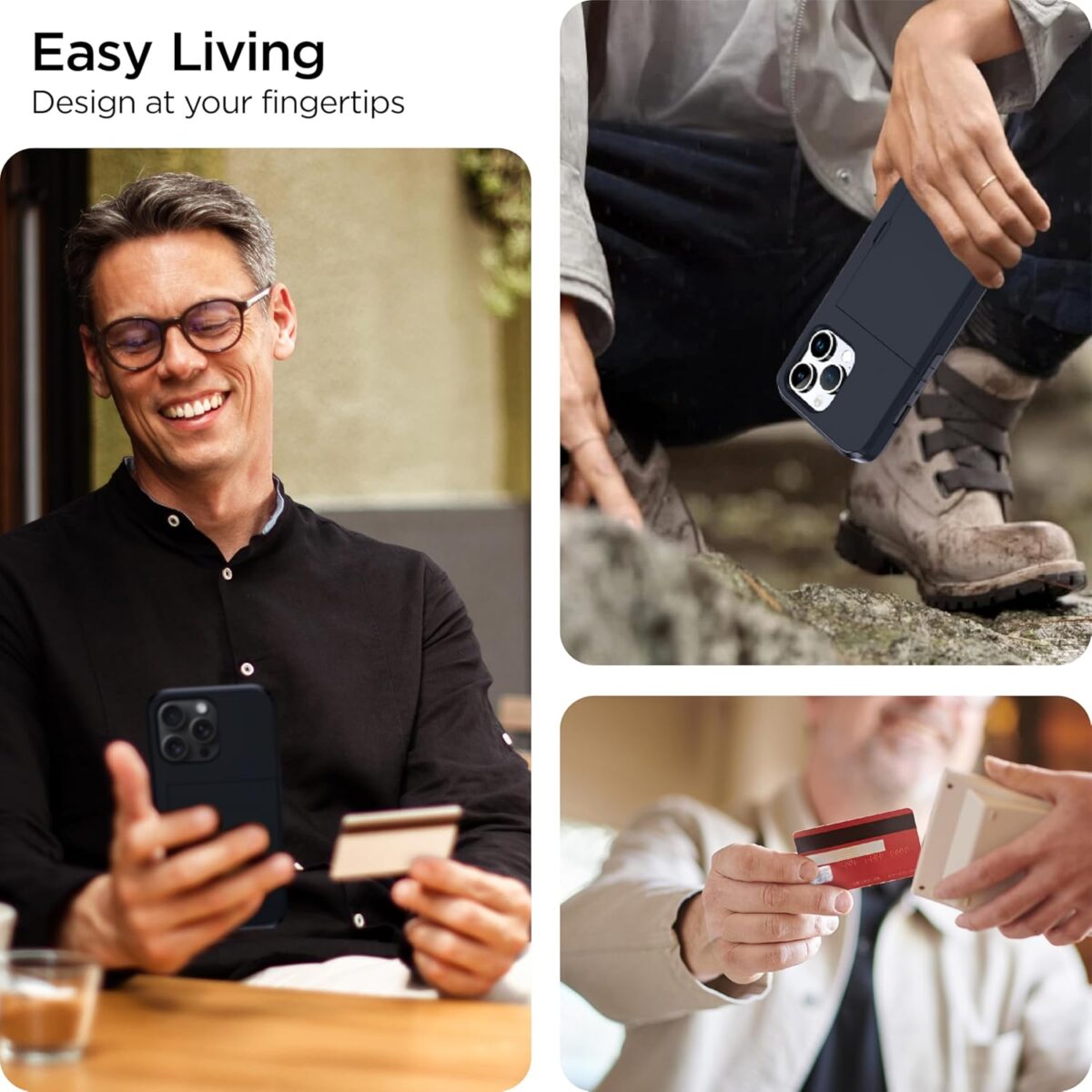 harusaki iPhone 16 Pro Wallet Case with Hidden Card Slot - Wireless Charging Compatible iPhone 16 Pro Case with Card Holder for Men and Women (Black) - Image 3