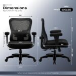 Ergonomic Office Chair with Adjustable Lumbar Support，Big and Tall Desk Chair 500lbs with Wider Thicker Seat Cushion 2D Armrest, Computer Reclining Mesh Chairs, Black - Image 3
