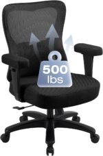 Ergonomic Office Chair with Adjustable Lumbar Support，Big and Tall Desk Chair 500lbs with Wider Thicker Seat Cushion 2D Armrest, Computer Reclining Mesh Chairs, Black - Image 4