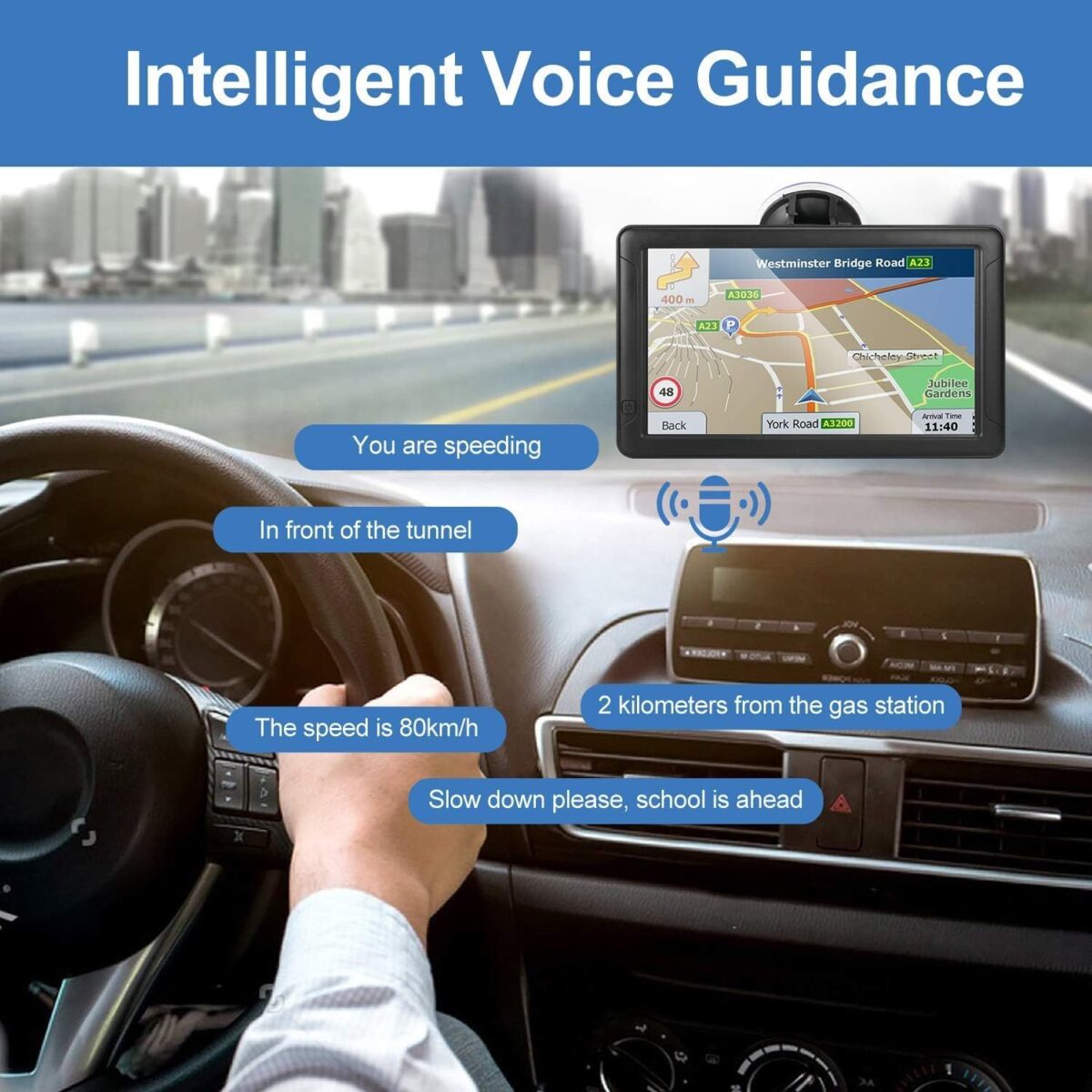 GPS Navigator for Car Truck RV, 9-inch High-Definition Touch Screen，2025 Maps (Free Lifetime Updates), Support Voice Turn Direction Guidance/Speed and Red Light Warning/Custom Truck Routing - Image 3