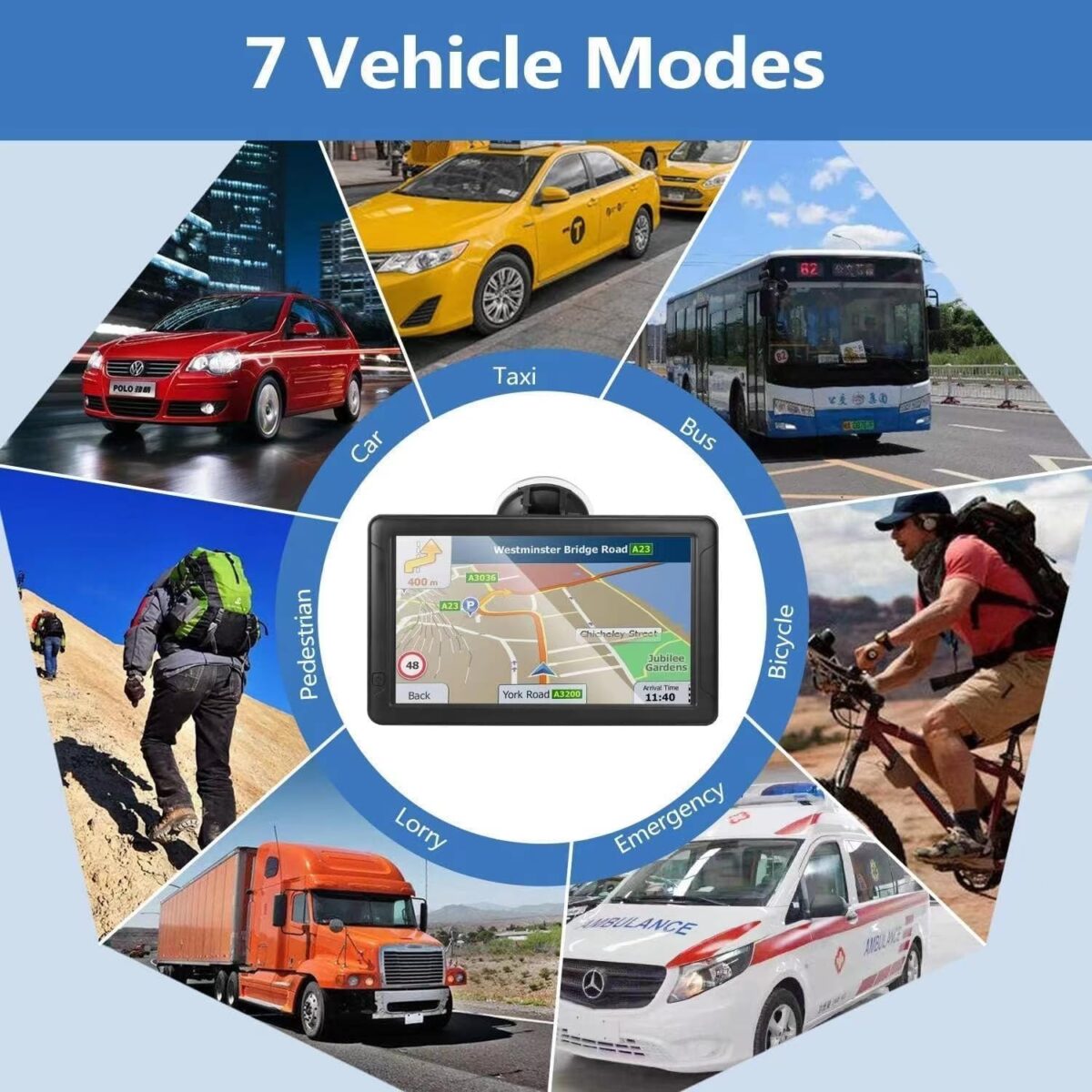 GPS Navigator for Car Truck RV, 9-inch High-Definition Touch Screen，2025 Maps (Free Lifetime Updates), Support Voice Turn Direction Guidance/Speed and Red Light Warning/Custom Truck Routing - Image 4