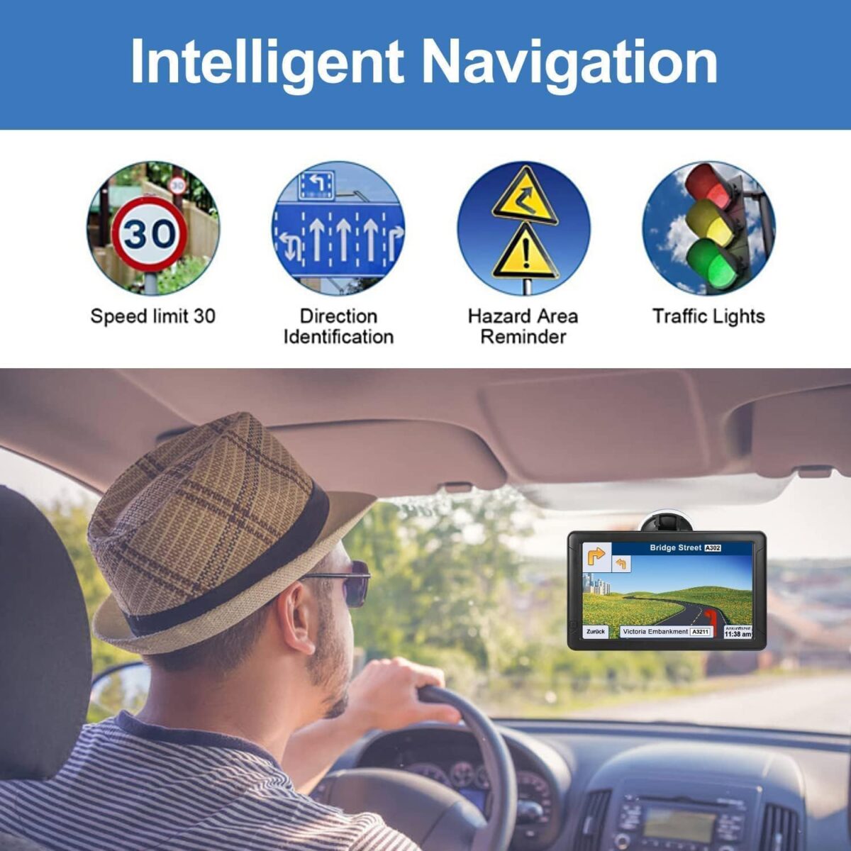 GPS Navigator for Car Truck RV, 9-inch High-Definition Touch Screen，2025 Maps (Free Lifetime Updates), Support Voice Turn Direction Guidance/Speed and Red Light Warning/Custom Truck Routing - Image 5