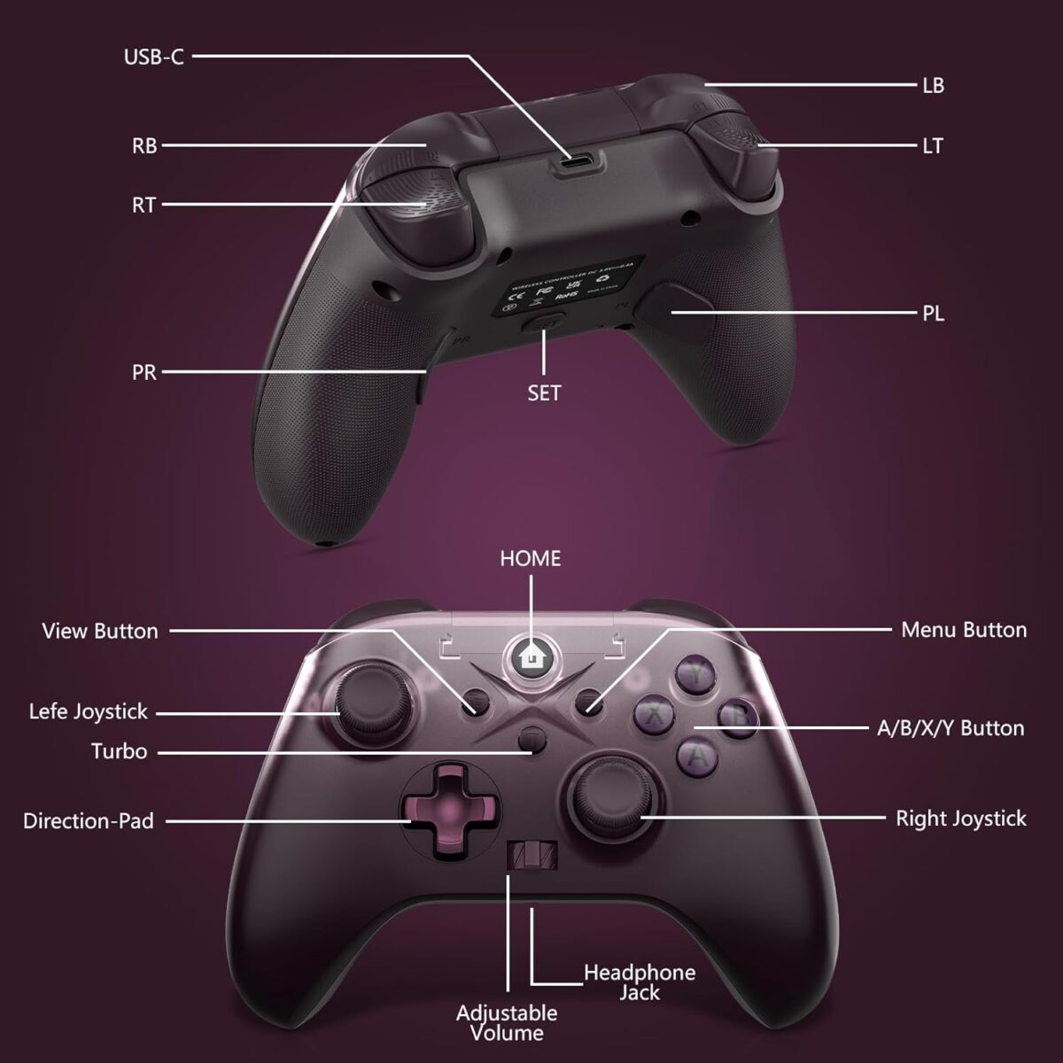 Dinosoo Wireless Controller for Xbox Series X/S/Xbox One, PC, Dual Vibration TURBO Function Headphone Jack Macro Function Phantom Magenta - Upgrading with a PC before connecting to Xbox - Image 6
