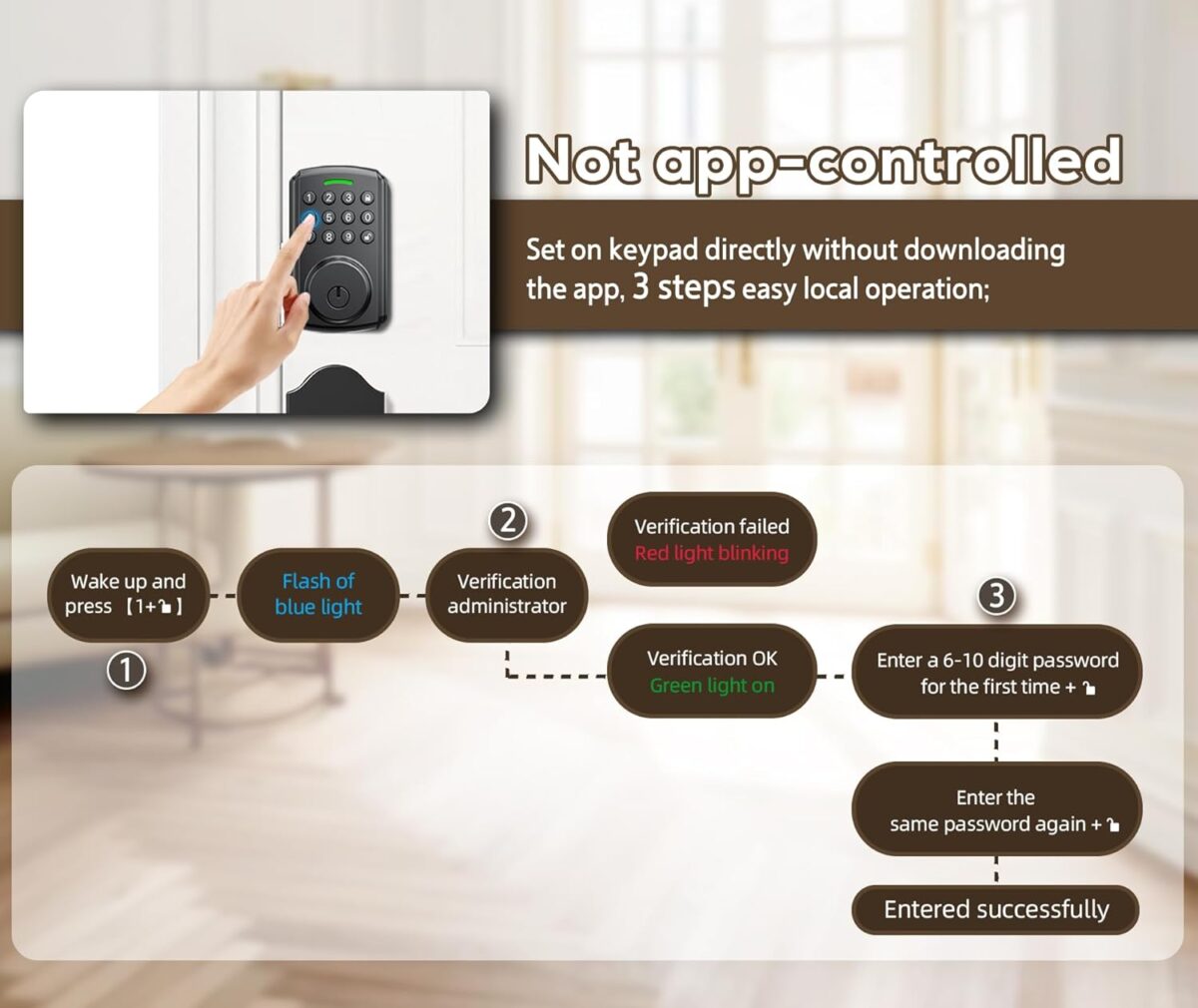 Keyless Entry Door Lock | APP Available But Not Required | Work with Gateway, Alexa and Google As | IP65 Waterproof | Deadbolt Smart Locks for Front Door | Auto Lock - Image 3