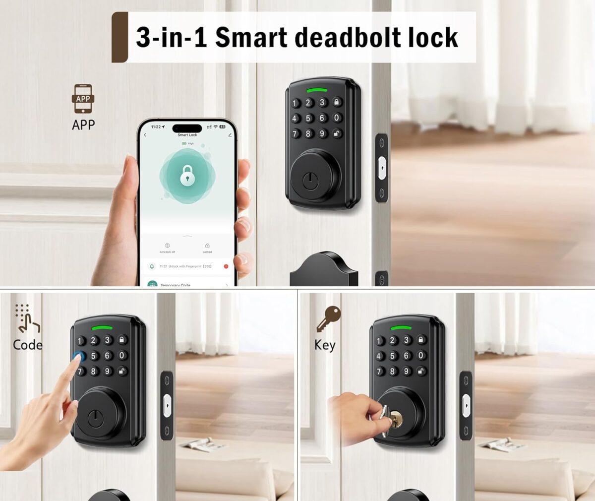 Keyless Entry Door Lock | APP Available But Not Required | Work with Gateway, Alexa and Google As | IP65 Waterproof | Deadbolt Smart Locks for Front Door | Auto Lock - Image 5