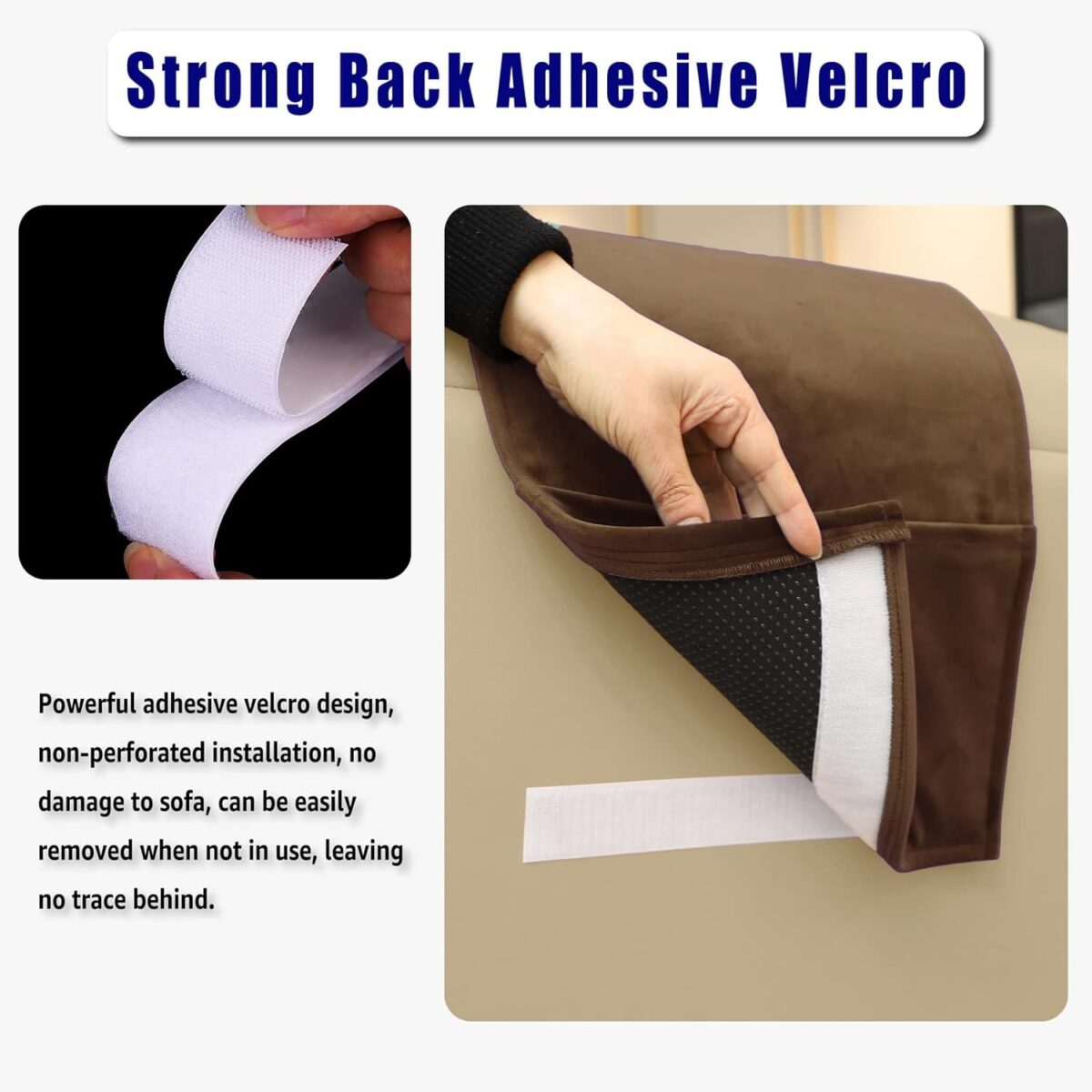 Velvet Recliner Head Pillow with Non-Slip Base - Adjustable Neck Support for Pain Relief in Home, Office and Travel (Brown) - Image 5
