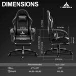 Gaming Chair,Ergonomic Massage Computer Office Desk Chair with Footrest,Pocket Spring Cushion,Reclining Leather Adjustable Gamer Chair with Headrest and Lumbar Support,Black - Image 4