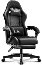 Gaming Chair,Ergonomic Massage Computer Office Desk Chair with Footrest,Pocket Spring Cushion,Reclining Leather Adjustable Gamer Chair with Headrest and Lumbar Support,Black - Image 7