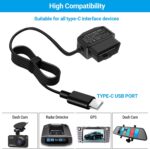 ssontong Upgraded OBD2 OBD Power Cable for Dash Camera, OBD to Type-C USB OBDII Adapter Hardwire Charger Cable 24 Hours Surveillance and Acc Two Mode with Switch Button (Type-C USB Port) - Image 5