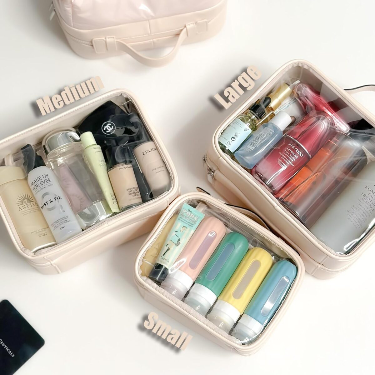 Veki Transparent Makeup Bag Travel Cosmetic Bags Case Waterproof Toiletries Bag Large Capacity Open Storage Bags Organizer With Zipper, Portable Make Up Organizer for Women and Girls - Image 4