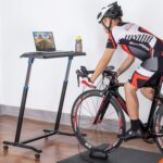 CXWXC Indoor Cycling Desk - Adjustable Height Bike Deak Laptop Stand Non-Slip Surface - Portable Bike Trainer Fitness Desk with Lockable Wheels - Image 3