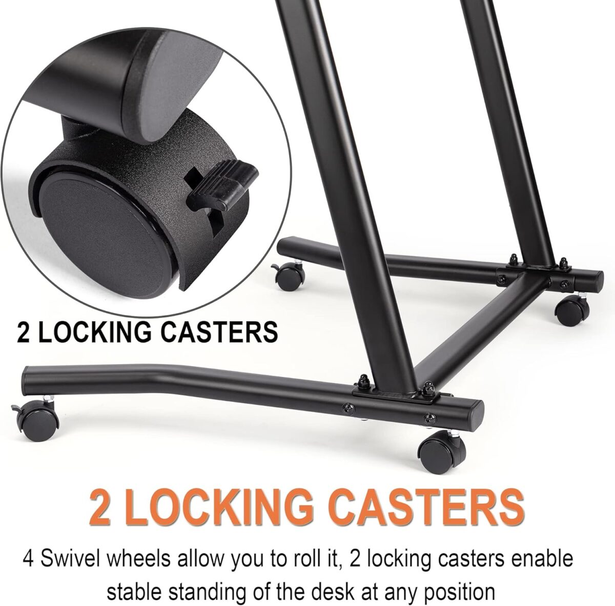 CXWXC Indoor Cycling Desk - Adjustable Height Bike Deak Laptop Stand Non-Slip Surface - Portable Bike Trainer Fitness Desk with Lockable Wheels - Image 5