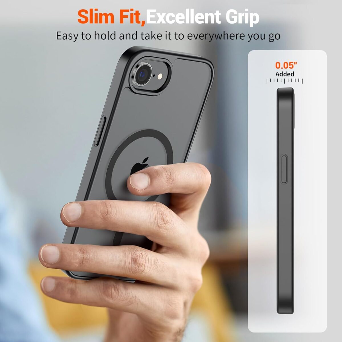 SUPFINE Magnetic for iPhone 16e Case 2025 (Compatible with MagSafe)(Military Grade Drop Protection) Slim Translucent Matte Shockproof with Anti-Fingerprint Phone Case,Black - Image 8