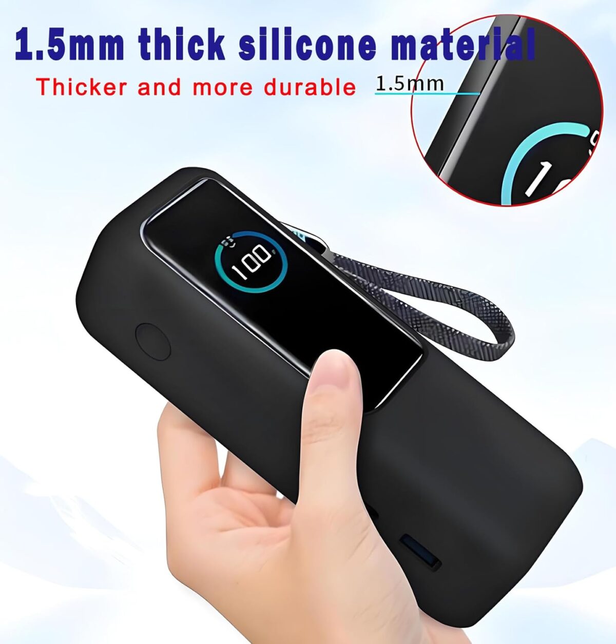 1 Pack Thick 1.5mm Silicone Case for Anker Zolo Power Bank (25000mAh 165W) - Protective Cover for Anker Laptop Portable Charger 165w, Full - wrap Protection with Precise Port Cutouts (Black) - Image 6
