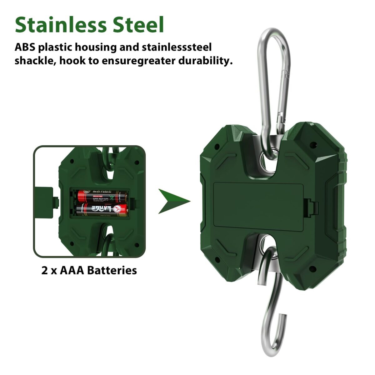 Digital Hanging Scale 660LB/300KG,Handheld Mini Crane Scale,Deer Hunting Scales,Digital Luggage Scale with Hooks for Farm，Fishing, Fish, Meat，Game,Outdoor. - Image 4