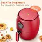 Small Compact Air Fryer, 2.1QT, 4-in-1 Small Mini Airfryer, Bake, Roast, Reheat, 98% Less Oil, Adjustable Temperature Control w/ 12H Timer, Quiet, Nonstick & Dishwasher Safe Basket, BPA-Free, Red - Image 8