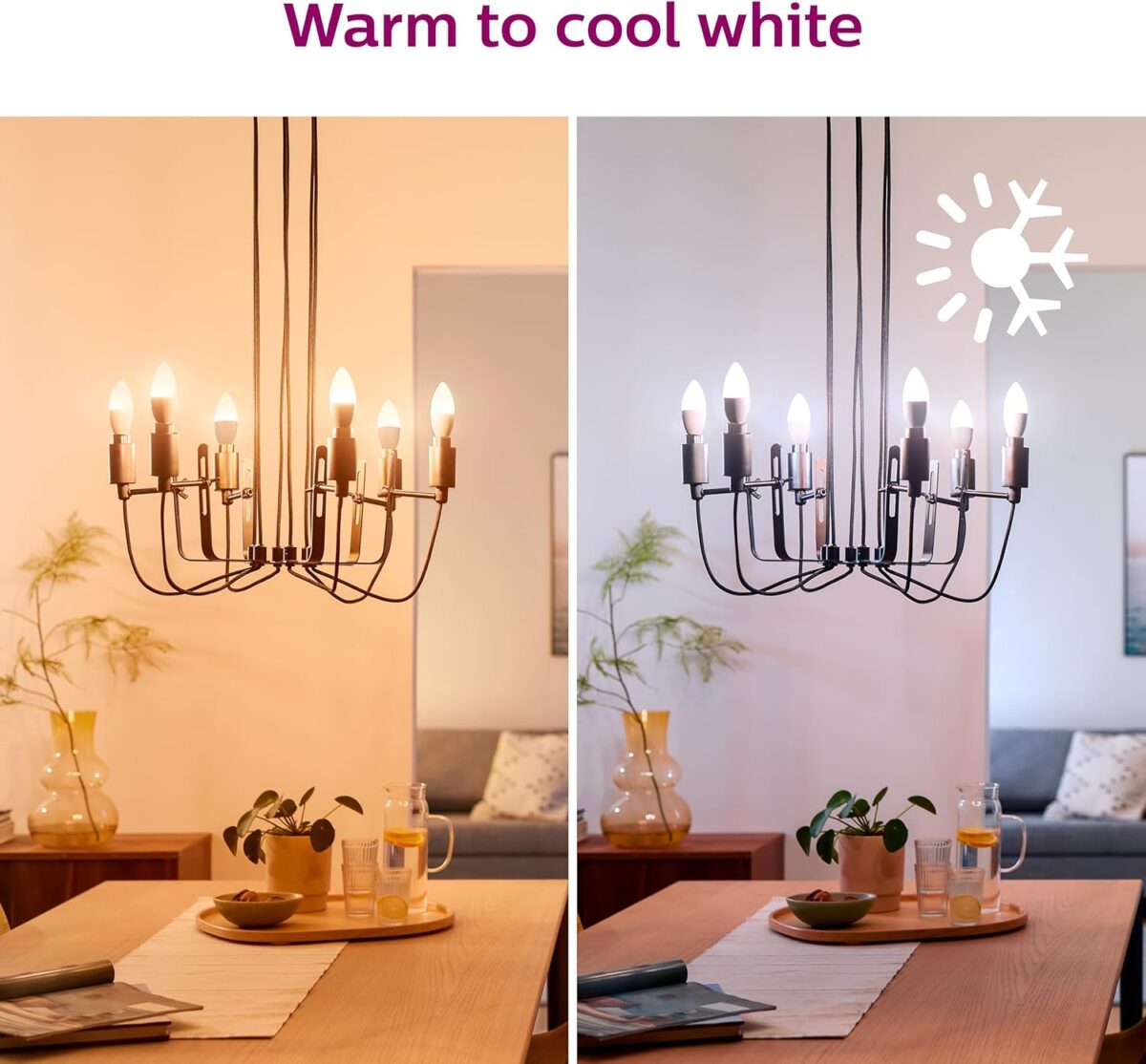 Philips 40-Watt Equivalent B12 LED Smart Wi-Fi Tuneable White Light Bulb Powered by WiZ with Bluetooth (4-Pack) - Image 5