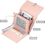 FT FUNTOR RFID Wallets for Women, Leaf Card Holder Trifold Ladies Wallets Coins Zipper Pocket with ID Window Green - Image 3
