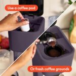 BELLA Single Serve Coffee Maker, K Cup & Coffee Ground Compatible with Removable, Adjustable Drip Tray, Auto Shutoff & Reusable Dishwasher Safe Accessories, Brews 6oz to 14oz, 1000 Watt, Plum - Image 4