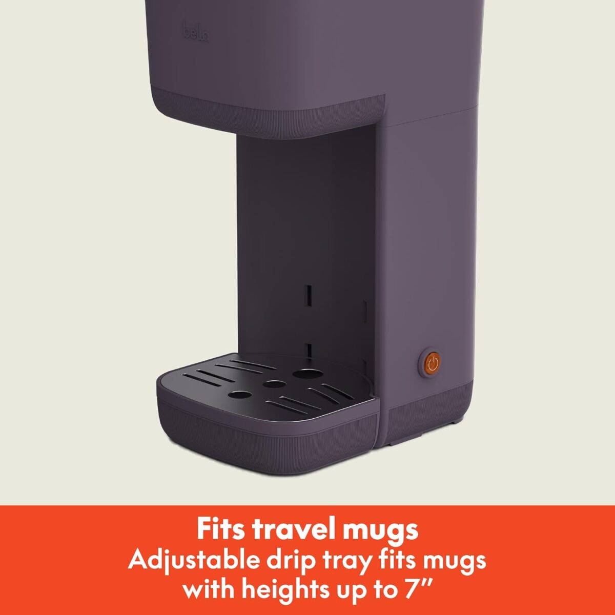 BELLA Single Serve Coffee Maker, K Cup & Coffee Ground Compatible with Removable, Adjustable Drip Tray, Auto Shutoff & Reusable Dishwasher Safe Accessories, Brews 6oz to 14oz, 1000 Watt, Plum - Image 6