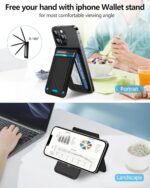 2-in-1 Magsafe Wallet, Adjustable Stand and Open ID Window, Magnetic Wallet for iPhone 16/15/14 Pro Max/14 Pro/14/14 Plus/13/12 Series, 9 Cards, Black Carbon Fiber - Image 3