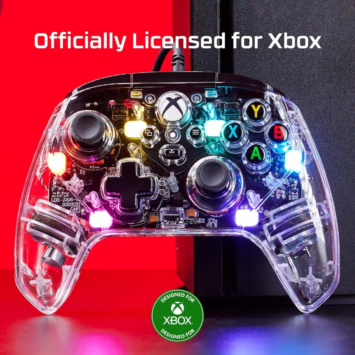 HyperX Clutch Gladiate RGB – Wired Controller, Officially Licensed by Xbox, Programmable RGB Lighting, Dual Trigger Locks, Programmable Buttons, Dual Rumble Motors, Clear - Image 3